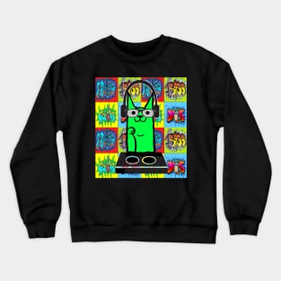 pop art graffiti music cat 333 Crewneck Sweatshirt